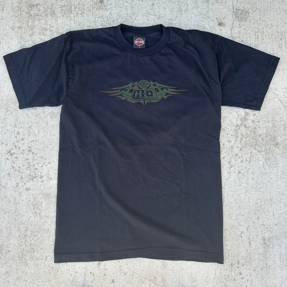Harley Davidson Center Logo Flame Shirt Large Vintage California Biker Tee L